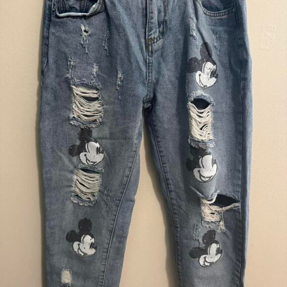 rare mickey mouse distressed jeans y2k graphic denim streetwear - Picture 5 of 5